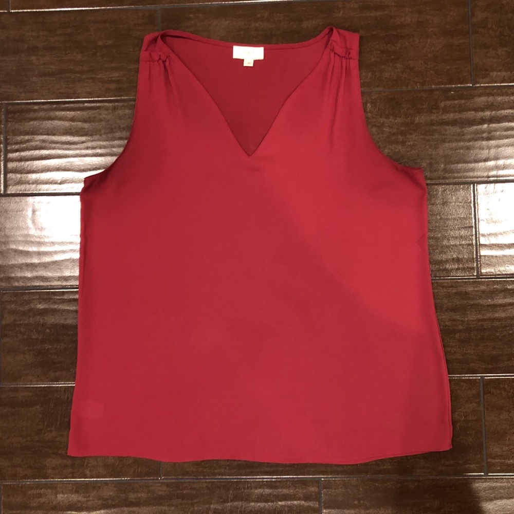 LOFT Outlet | Raspberry Tank with Ruffle Detail